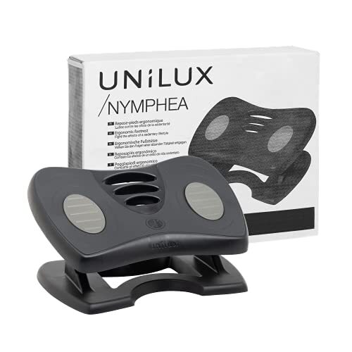 Unilux Nymphea Voetsteun, verstelbaar, antislip, dynamische voetensteun, voetenbank voor kantoor en thuis, zwart