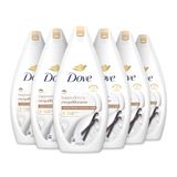 Dove Balancerend douchebad, dermo-natuurlijke vochtinbrengende crème, sheaboter en vanille, 1/4 vochtinbrengende crème, dermatologisch getest, schuimbad voor mannen en vrouwen, 100% gerecyclede fles, 6 stuks