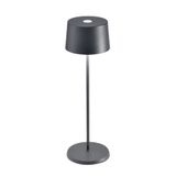 Zafferano Olivia Pro Lamp, Snoerloze en Oplaadbare Tafellamp met Touch Control, Geschikt voor Woonkamer en Buiten, Dimmer, 2200-3000 K, Hoogte 35 cm, Kleur Donkergrijs