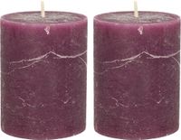 Atmosphera Stompkaars/cilinderkaars - 2x - bordeaux rood - 7 x 9 cm