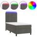 VidaXL Boxspringbed met matras en LED-verlichting, donkergrijs, 80x200 cm, fluweel