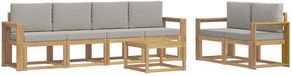 vidaXL - Buiten - bank - set - 7 - st - Wit - en - Lichtgrijs - Polyester