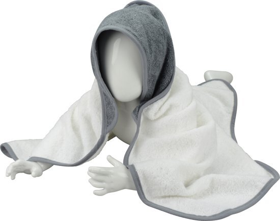 Babiezzâ„¢ A&R Babycape 100% Katoen Wit/Antraciet Grijs