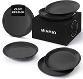 MIAMIO – 6-delige dinerbordenset van aardewerk keramiek – Le Papillon collectie (zwart, kleine borden (6x))