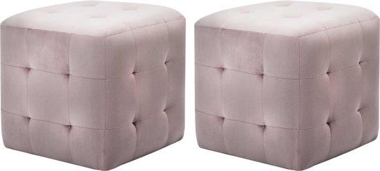 vidaXL Nachtkastjes 2 stuks 30x30x30 cm fluweel roze