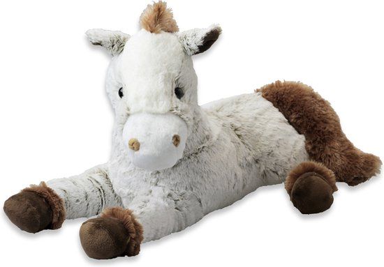 Inware Pluche paard Harry - liggend - 30 cm - bruin/beige