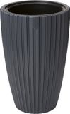 Form Plastic Plantenpot/bloempot Mika - kunststof - antraciet - D40 x H58 cm - met binnenpot - rond