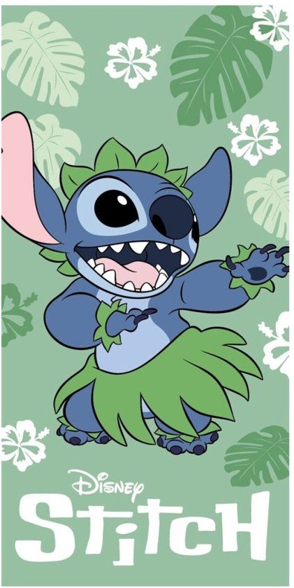 4KidsOnly Lilo & Stitch strandlaken - Katoen - Groen - 70 x 140 cm