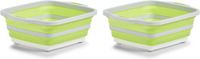 Zeller 2x Blanc/vert bac à vaisselle pliable avec planche à découper 40 x 32 cm