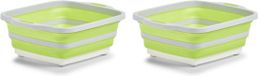 Zeller 2x Blanc/vert bac à vaisselle pliable avec planche à découper 40 x 32 cm