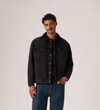 Levi's Zwart Relaxed Fit Sherpa Trucker jack