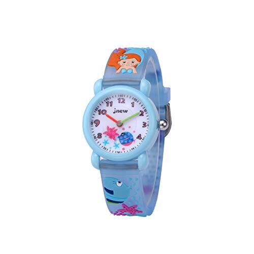 VILLCASE Polshorloge-1 ST Cartoon Kids Polshorloge Stijlvolle Student Quartz Horloge Zacht Siliconen Jelly Horloge voor Kinderen Gebruik Blauw