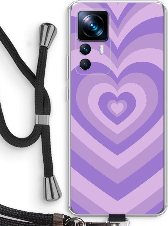 Case Company® - Xiaomi 12T Hoesje met Koord - Hart Paars - TPU Back Cover