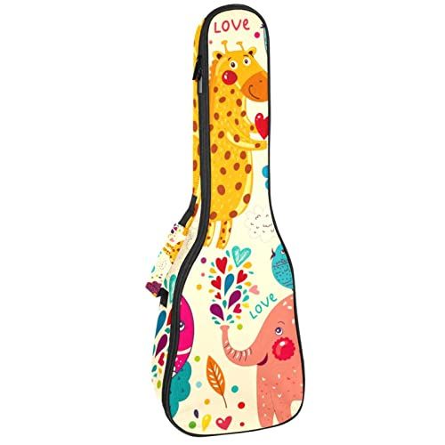 Mersov Tenor Ukulele Gigbag Waterdichte Ukelele Case Gewatteerde Rugzak, Geweldig voor Sopraan Concert (21/23/24") Cartoon Dier Liefde Vogels Leeuwenbeer