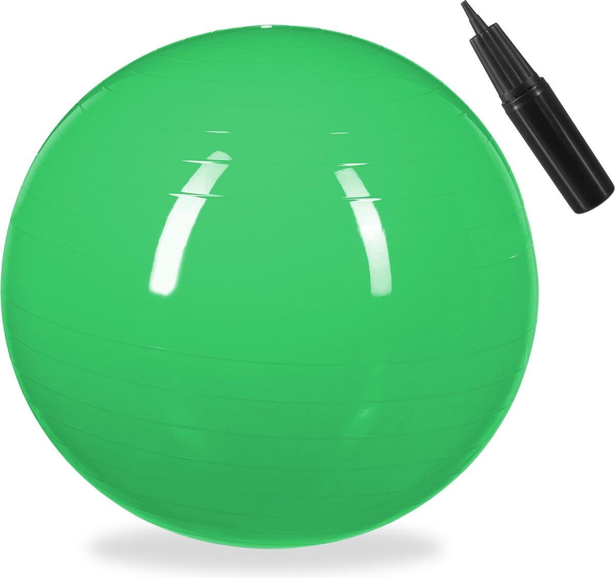 Relaxdays fitnessbal 55 cm - met pompje - gymbal - zitbal - yogabal - pilatesbal - PVC groen
