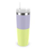 Emsa Travel Mug Cool³ 0,5 L, roestvrijstalen mok met rietje, 3 dekselstanden, uitstekende isolatie, lekvrij, N2016400, yellow/lavender