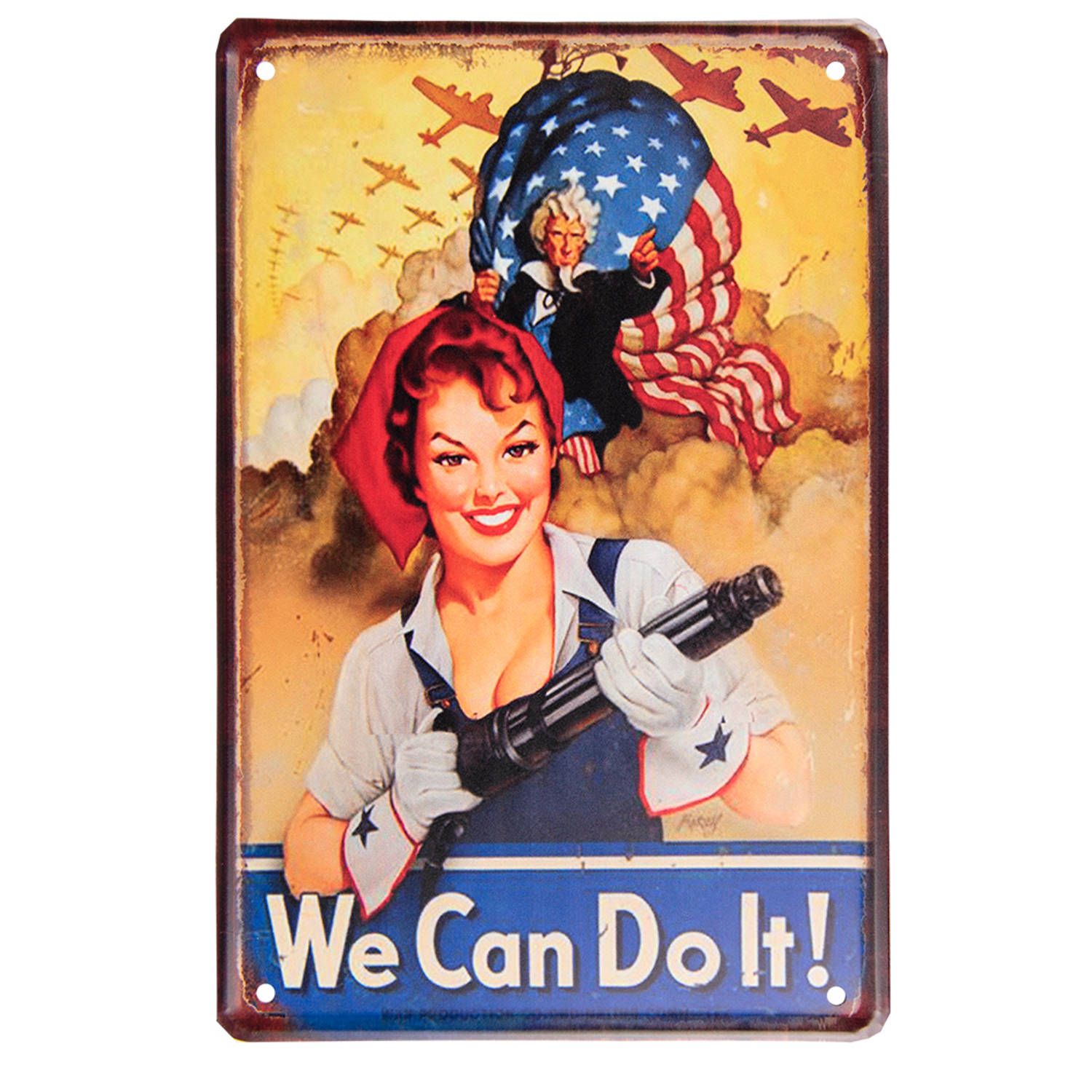 Clayre & Eef Wanddecoratie 20x30 cm Geel Metaal We can do it!