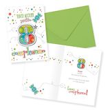 LINA OFFICINE GRAFICHE CREATIVE Verjaardagskaart 8 jaar meisje jongen kleurrijk 30-010