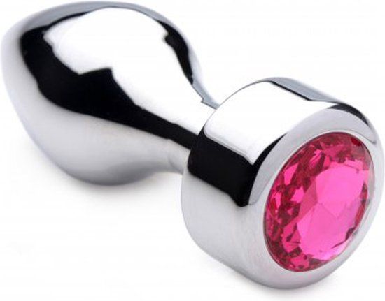 Booty Sparks Aluminum Buttplug Met Roze Kristal - Medium