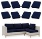 Housses de coussin d'extérieur, lot de 8, pour meubles de jardin (bleu foncé)