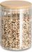 Zeller Voorraad/bewaar pot Grooves - hard glas - transparant - 550 ml - bamboe deksel - luchtdicht