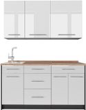 Vicco Eenpersoonskeuken Fame-Line, Wit Hoogglans/Antraciet, 150 cm, WB Eik