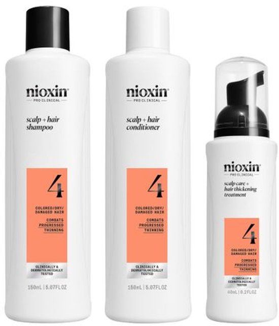 Nioxin System 4 Trial Kit - voor Gekleurd Haar - Anti Haaruitval - Gevorderde Uitdunning - 150+150+40ml