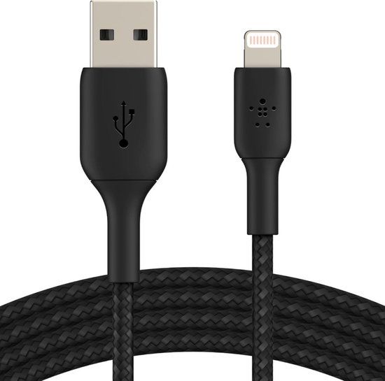 Belkin Braided Lightning naar USB Kabel - 3m - Zwart