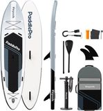 LifeGoods SUP Board Tandem - 2 Personen - 220 KG Draagkracht - 381 x 86 cm - Opblaasbaar - Wit/Zwart