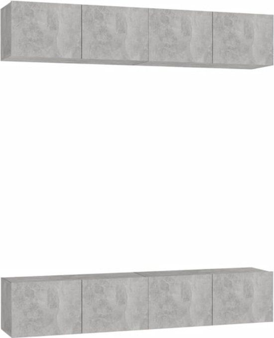 vidaXL Tv-meubelen 4 st 80x30x30 cm bewerkt hout betongrijs