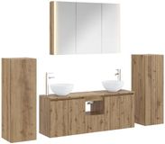vidaXL Badkamermeubel Set 6 stuks Artisanaal eiken Bewerkt hout en glas
