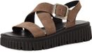 Tamaris - Dames - Sandalen - Platte sandalen - Suède - Bruin - Maat 42
