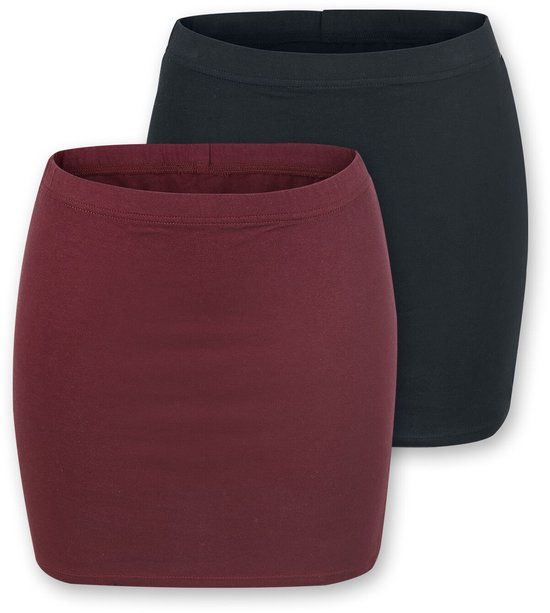 R.E.D. by EMP R.E.D. Rock-Engineered Design Zwarte en rode korte rok in dubbelpak - Dames - 4XL