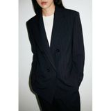 Mango regular blazer met krijtstreep - blauw