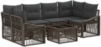 vidaXL Tuinbank - Set - 7-delig - Grijs - Polyrattan