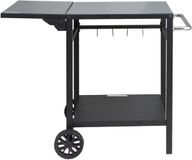 VEVOR Serveerwagen Keukenwagen 97,2 x 64 x 75,5 cm Buitengrill Eetwagen met Dubbele Plank, Verplaatsbare Grilltafel voor Voedselbereiding, Multifunctioneel Tafelblad Gemaakt van IJzer, Zwart
