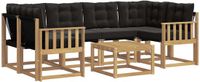 vidaXL - Hoek loungeset - 4 zitplekken - Massief Acaciahout en Textilene - Wit en zwart