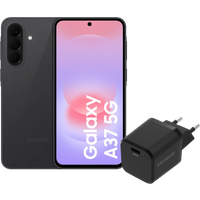 Samsung Galaxy A37 128GB Zwart 5G + BlueBuilt Oplader met Usb C Poort 45W Zwart