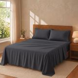 Degrees Home Premium - Beddengoedset, 4-delig, 105 x 200 cm, verstelbaar hoeslaken 105 x 200 cm, 2 kussenslopen 80 x 50 cm, grijsblauw