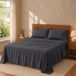 Degrees Home Premium - Beddengoedset, 4-delig, 105 x 200 cm, verstelbaar hoeslaken 105 x 200 cm, 2 kussenslopen 80 x 50 cm, grijsblauw