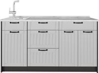 Vicco Keukenblok Fame-Line, Wit Landhuis, 150 cm, WB Marmer