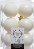 Decoris kerstballen - 24x st - wol creme wit - D6 cm - kunststof - mat/glans - kerstversiering