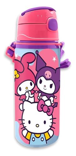 Kids Licensing - Waterfles voor jongens en meisjes, aluminium drinkfles met handvat en kliksluiting, BPA-vrij en gifvrij, 600 ml, kindermotieven