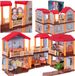 Willa Maison de poupée avec toit rouge, éclairage, meubles et poupées