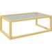 Table basse rectangulaire table de salon avec plateau en verre trempé cadre en bois d'hévéa dim. 100l x 60l x 35h cm