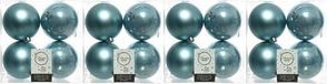 Merkloos Decoris Kerstballen - 16 stuks - IJsblauw - 10 cm diameter - Kunststof
