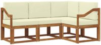 vidaXL - Acacia Hout Loungeset - Hoek Loungeset - 4 Zitplaatsen - Natuurlijk en Crème