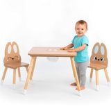 Mamabrum Houten Kinder Tafelset met Opbergvak – 2 Stoelen & Tafel – Scandinavisch Design Bunny Set – Speeltafel met Opbergruimte 3+