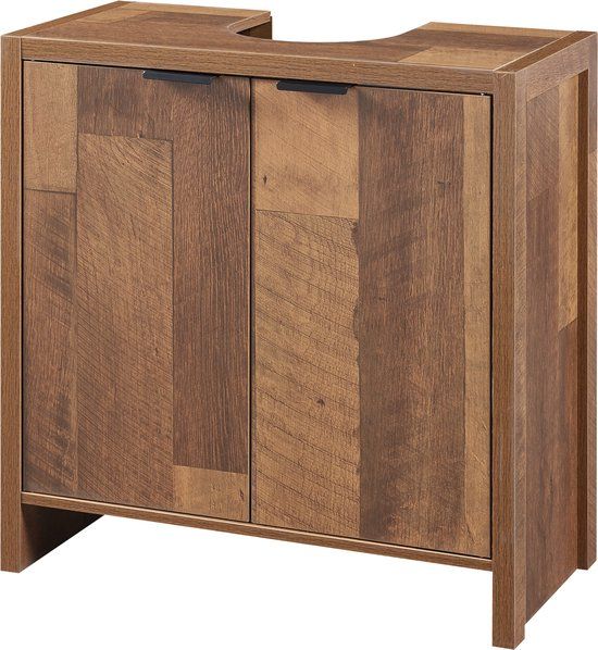 en.casa Namsskogan - Wastafelonderkast - 60x60x30 cm - Walnootkleurig en Zwart