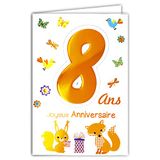Age Mv 69-2008 kaart Happy Birthday kinderen jongens meisjes motief eekhoorns vos vogels vlinders
